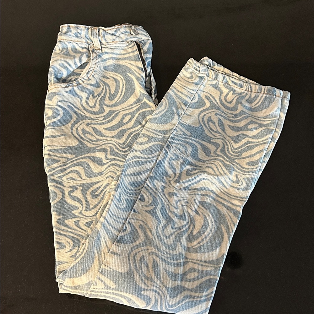Blue and White Patterned Pants